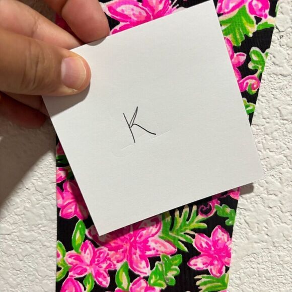 Lilly Pulitzer Girl  Medium Pink Floral Ankle Leggings Lightweight Stretchable - Picture 6 of 6